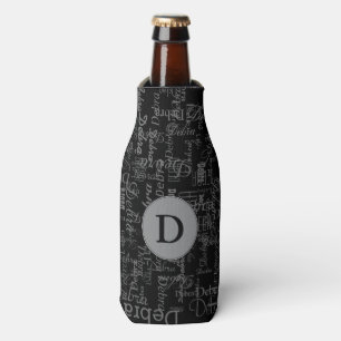 Rafraichisseur De Bouteilles nom personnalisé par noir de monogramme
