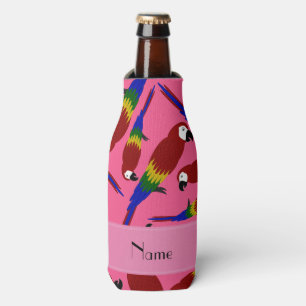 Rafraichisseur De Bouteilles Nom personnalisé perroquets rouges roses