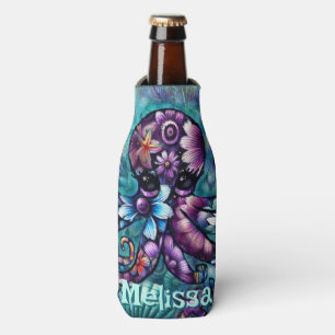 Rafraichisseur De Bouteilles Octopus lunaire Turquoise floral côtier Personnali