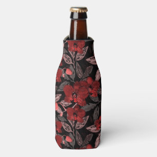 Rafraichisseur De Bouteilles Orchidées rouges sur noir.