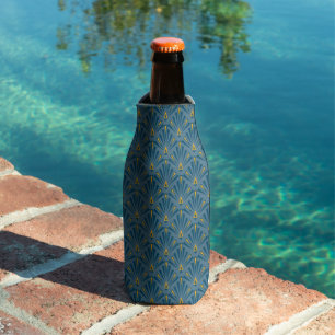 Rafraichisseur De Bouteilles Ornement art déco bleu et jaune.