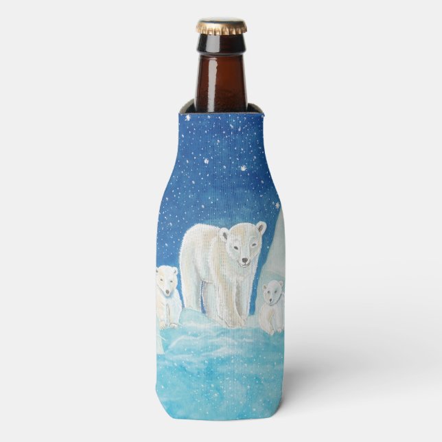 Rafraichisseur De Bouteilles Ours polaires et paysage neigeux Illustration (Bottle Devant)