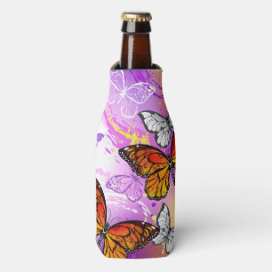 Rafraichisseur De Bouteilles Papillons Monarque sur Arrière - plan pourpre