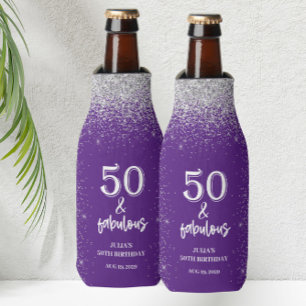 Rafraichisseur De Bouteilles Parties scintillant d'argent violet 50e fête d'ann