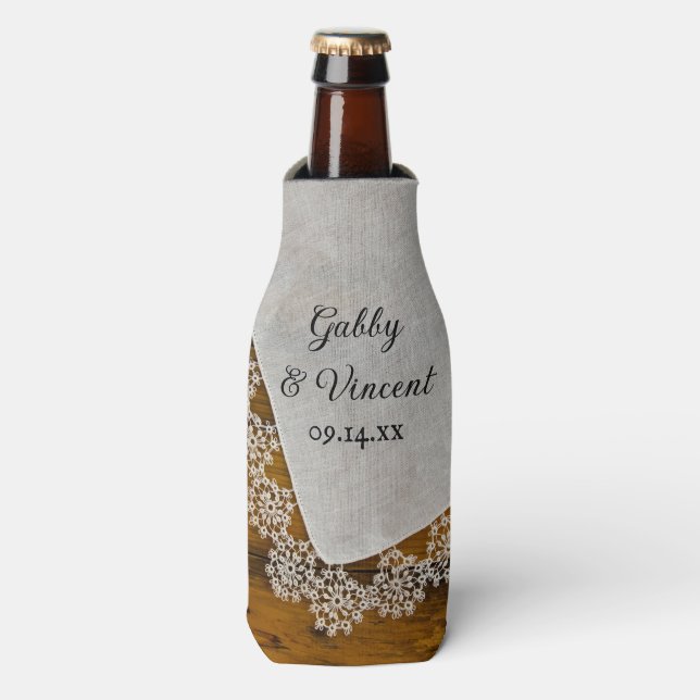 Rafraichisseur De Bouteilles Pays Dentelle Grange Mariage Faveur (Bottle Devant)