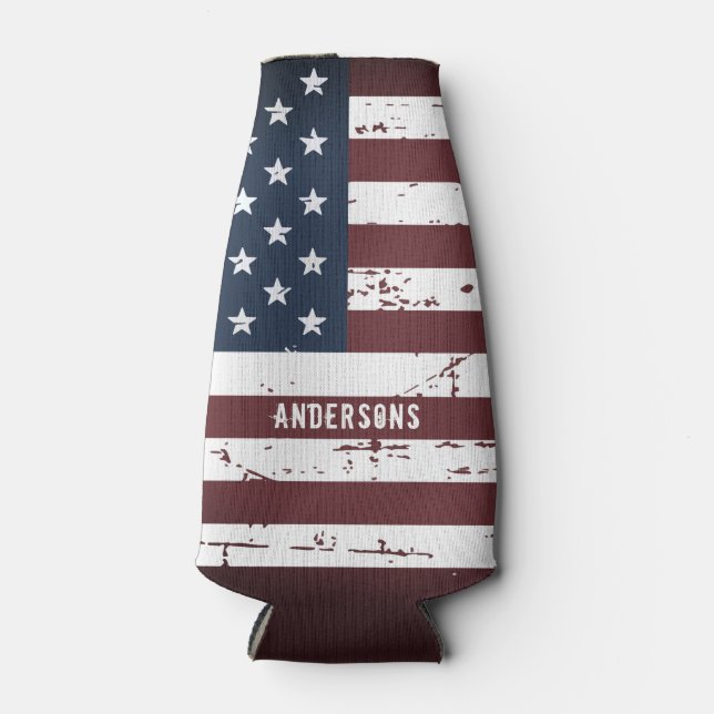 Rafraichisseur De Bouteilles Personnalisé USA American Flag Patriotic Juillet 4 (Devant)