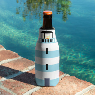 Rafraichisseur De Bouteilles Phare De Bord De Mer Nautique Bleu Barré
