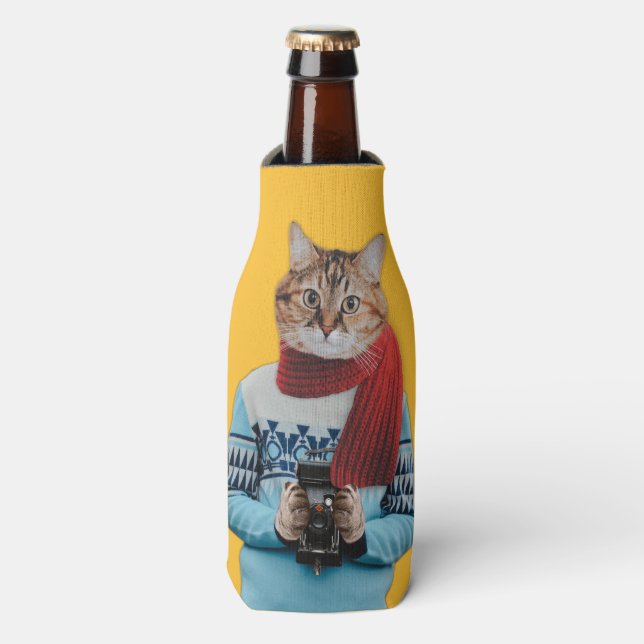 Rafraichisseur De Bouteilles Photographe de chat en Vintage Sweater Quirky (Bottle Devant)