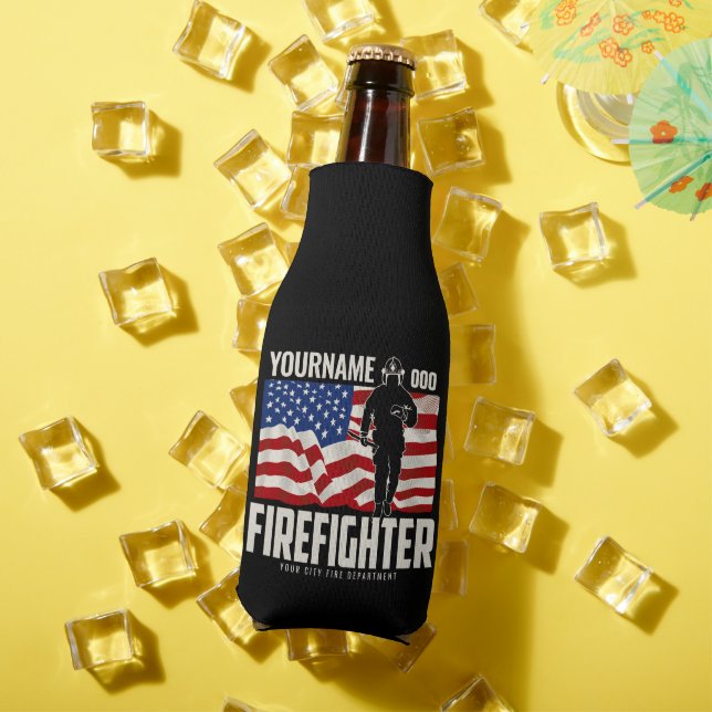 Rafraichisseur De Bouteilles Pompier personnalisé Secourir USA Drapeau Patrioti (Été in situ)