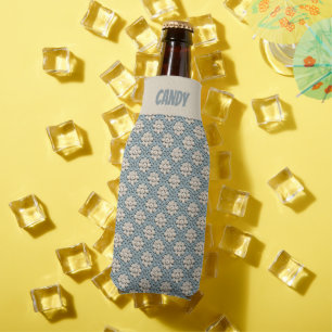 Rafraichisseur De Bouteilles Refroidisseur de bouteille à motif bleu et crème a