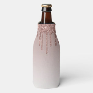 Rafraichisseur De Bouteilles Rose Gold Glitter Liquide Drips