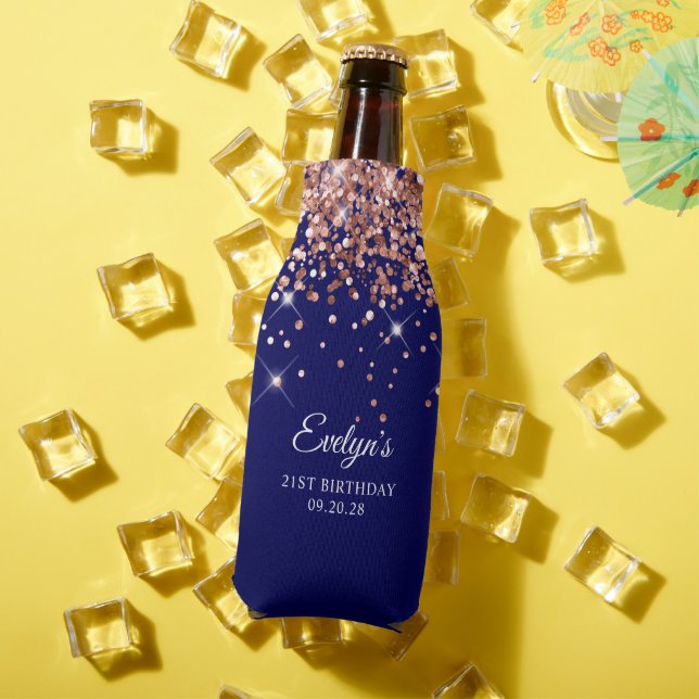 Rafraichisseur De Bouteilles Rose Parties scintillant d'or bleu marine 21e anni (Été in situ)