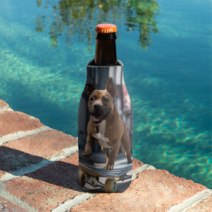 Rafraichisseur De Bouteilles Skateboard Stunt : Un Staffy en déplacement