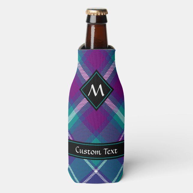 Rafraichisseur De Bouteilles Tartan vert de mer, violet et bleu (Bottle Devant)