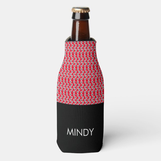 Rafraichisseur De Bouteilles Tiny Hearts Blanc Rouge Noir Motif (Bottle Devant)