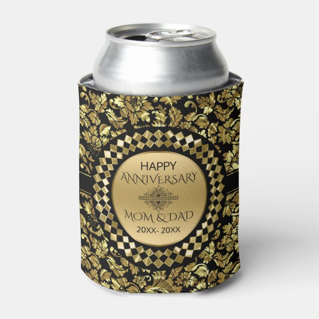 Rafraichisseur De Cannettes 50e anniversaire Gold et Black Damask (Can devant)