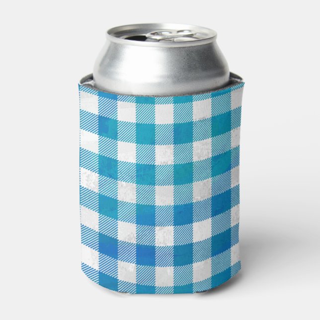 Rafraichisseur De Cannettes à damiers Buffalo Plaid bleu et blanc (Can devant)