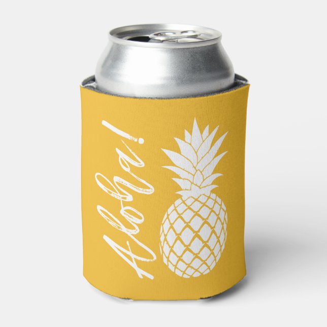 Rafraichisseur De Cannettes Aloha Pineapple Beach Party Luau | blanc jaune (Can devant)