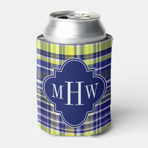 Rafraichisseur De Cannettes Ananas Marine bleu blanc Preppy Madras Monogramme