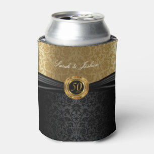 Rafraichisseur De Cannettes Black Satin & Gold Damask - 50e anniversaire