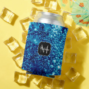 Rafraichisseur De Cannettes Bleu étincelles Abstraites bulles congelées Monogr