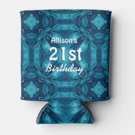 Rafraichisseur De Cannettes BLUE Bows 21e anniversaire Nom personnalisé A07