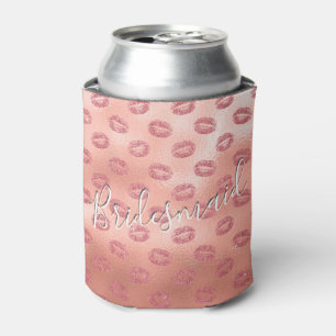 Rafraichisseur De Cannettes Bridesmaid Rose Gold Lips Pink Can Cooler