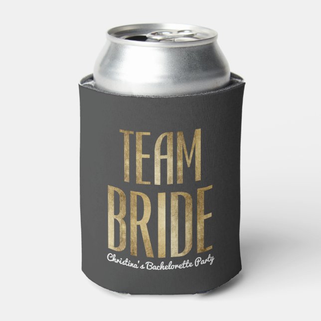Rafraichisseur De Cannettes Chic Faux Gold Black Team Bride Bachelorette Party (Can devant)