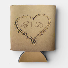 Rafraichisseur De Cannettes Coeur dans le sable avec l'amour Monograms