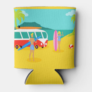 Rafraichisseur De Cannettes Couple de surfeur rétro personnalisable peut refr