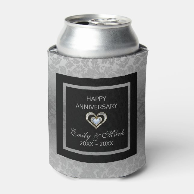 Rafraichisseur De Cannettes Damas Et Coeurs D'Argent - Anniversaire Mariage (Can devant)