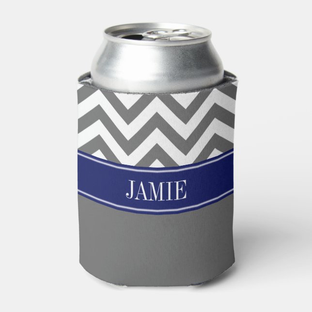 Rafraichisseur De Cannettes Dim Grey Blanc LG Chevron Nom de la marine Monogra (Can devant)