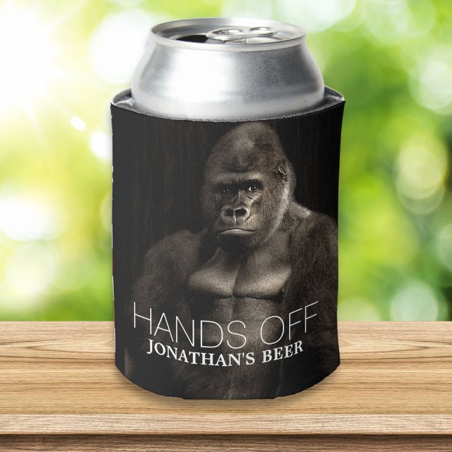 Rafraichisseur De Cannettes Drôle Cool Gorilla "Mains off" ton nom Bière (Créateur téléchargé)