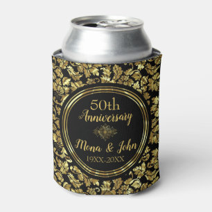 Rafraichisseur De Cannettes Élégant 50e anniversaire de Mariage Black & Gold