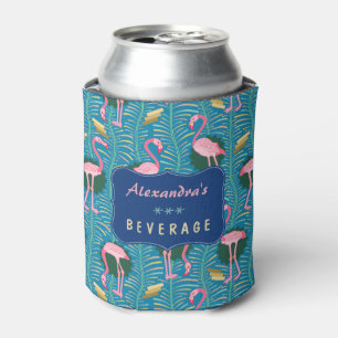 Rafraichisseur De Cannettes Flamant rose Oiseaux 20s Déco Ferns Motif Bleu per