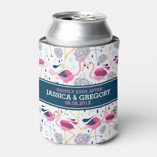 Rafraichisseur De Cannettes Flamants roses roses et fleurs tropicales Motif (Can devant)