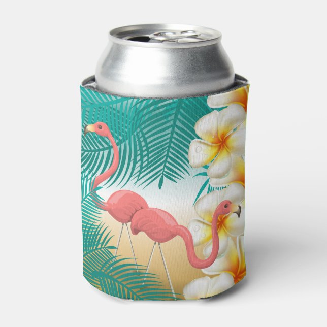 Rafraichisseur De Cannettes Flamants roses sur une plage tropicale Turquoise (Can devant)