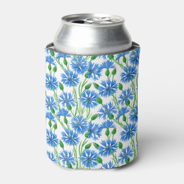 Rafraichisseur De Cannettes Fleurs d'eau bleu, fleurs sauvages sur blanc (Can devant)