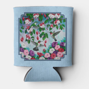 Rafraichisseur De Cannettes Flower Garden and Hummingbirds Blue