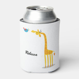 Rafraichisseur De Cannettes Girafe et oiseau mignons de bande dessinée