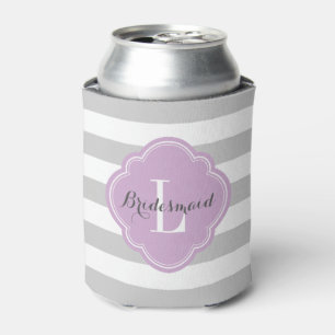 Rafraichisseur De Cannettes Gris et pourpre Rayures de preppy Monogramme