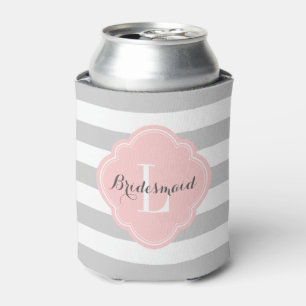 Rafraichisseur De Cannettes Gris et rose pointes de preppy Monogramme