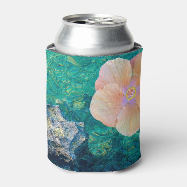 Rafraichisseur De Cannettes Hibiscus fleur turquoise eau de l'océan Hawaïen (Can devant)