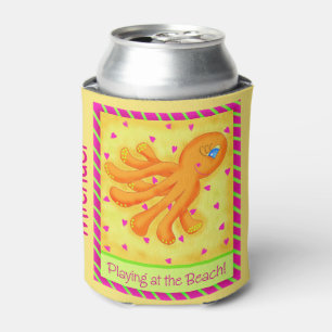 Rafraichisseur De Cannettes Jouer Plage Octopus Nom Jaune Personnalisé