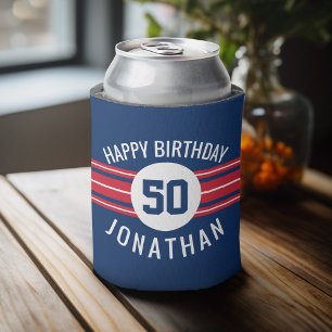 Rafraichisseur De Cannettes Joyeux Anniversaire Sports Jersey Stripes Nom et 