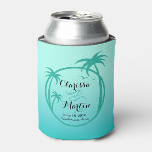 Rafraichisseur De Cannettes Logo tropical de Palm Beach   aqua