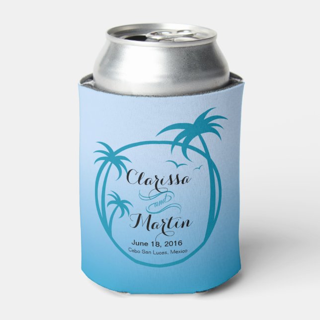 Rafraichisseur De Cannettes Logo tropical de Palm Beach | bleu ciel (Can devant)