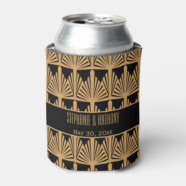 Rafraichisseur De Cannettes Mariage Motif Gold et Black Art Déco (Can devant)