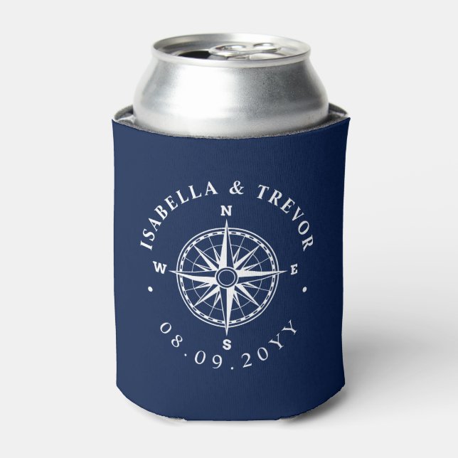 Rafraichisseur De Cannettes Mariage nautique Rose Compass (Can devant)