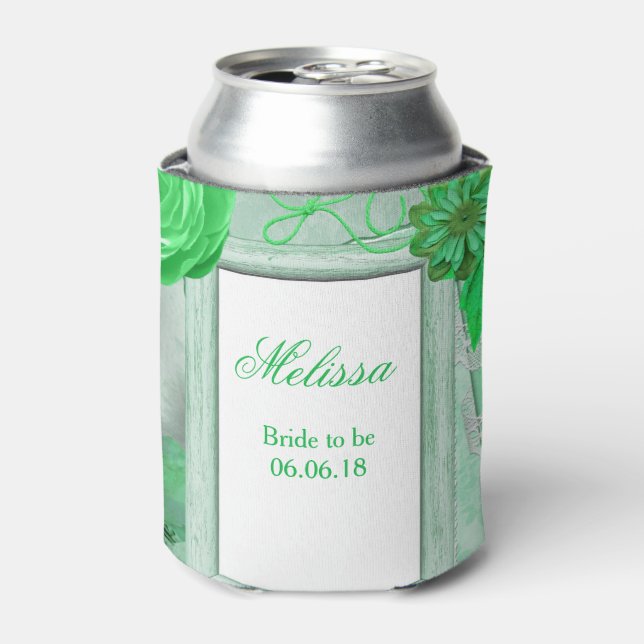 Rafraichisseur De Cannettes Mariage personnalisé Vert Floral (Can devant)